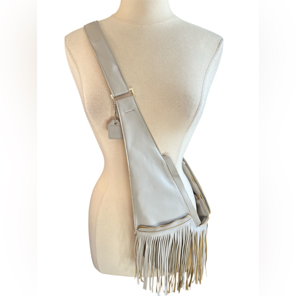 Sash Bag Gray Crossbody Travel Bag w/multiple pockets,Fringe & adjustable strap